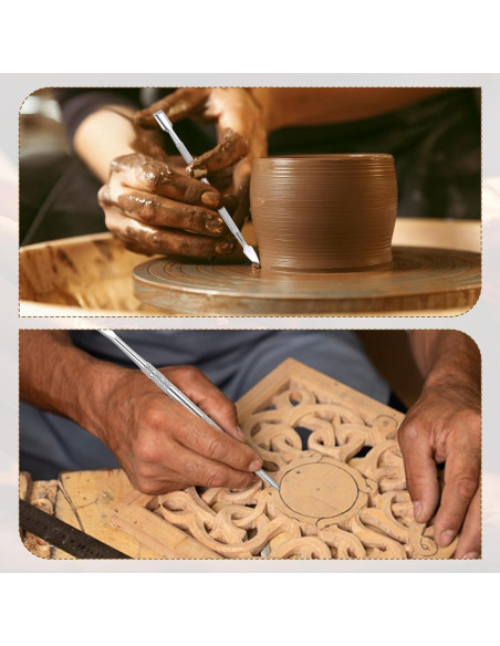 Herramientas de Escultura en Arcilla Larrel - Acero Inoxidable, 3 Piezas