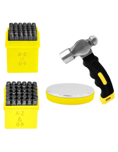Kit de estampado de metal 76 piezas - Martillo y punzones 6mm 3mm