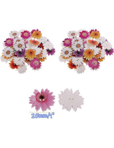 100 Botones de Madera en Forma de Flor MSCFTFB 25mm 2