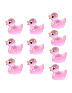10 Figuras de Patos Miniatura Rojo Rosa PurYupearl