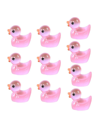 10 Figuras de Patos Miniatura Rojo Rosa PurYupearl