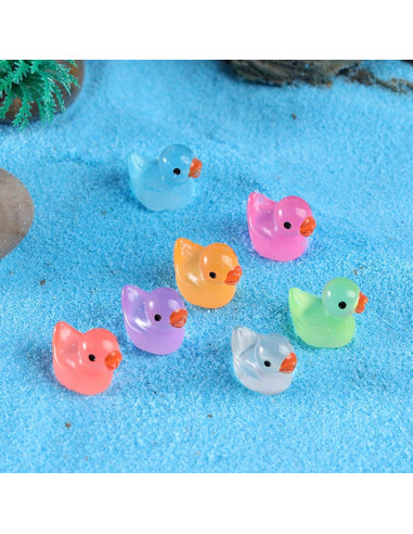 10 Figuras de Patos Miniatura Rojo Rosa PurYupearl