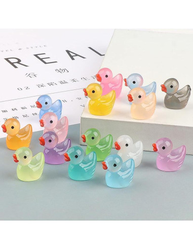 10 Figuras de Patos Miniatura Rojo Rosa PurYupearl