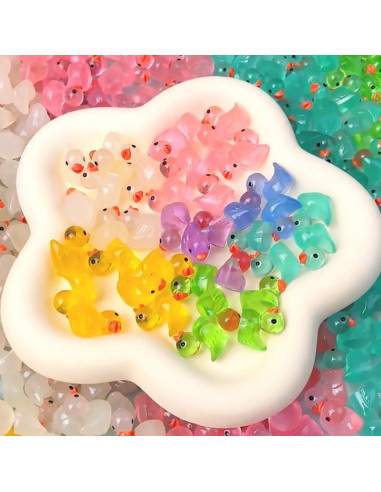 10 Figuras de Patos Miniatura Rojo Rosa PurYupearl