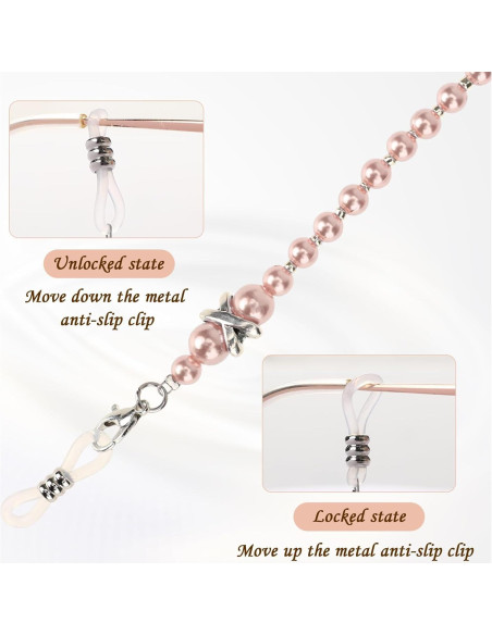 Cadena de Gafas de Perlas Rosa 70 cm Soporte para Gafas Cadena de Gafas de Perlas Rosa 70 cm Soporte para Gafas