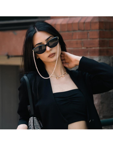 Cadena de Gafas de Perlas Rosa 70 cm Soporte para Gafas