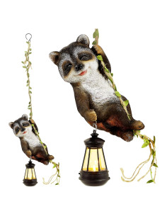 Figurita Solar Mapache Joliyoou 60 cm con Linterna LED