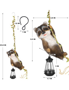 Figurita Solar Mapache Joliyoou 60 cm con Linterna LED 2