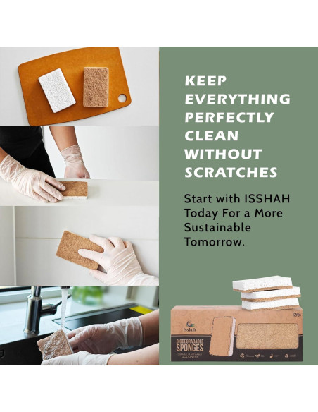 Esponjas de Cocina Ecológicas Isshah - 12 Unidades de Sisal