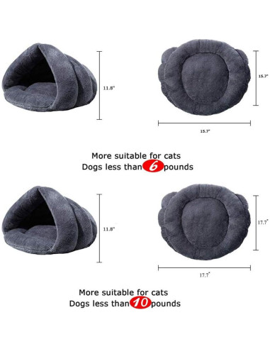 Cama para mascotas Beskie L 45x45cm Gris suave y cálida