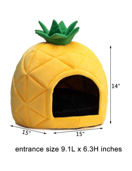 Cama para Mascotas Hollypet en Forma de Piña Amarilla 38x38 cm