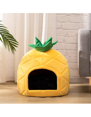 Cama para Mascotas Hollypet en Forma de Piña Amarilla 38x38 cm