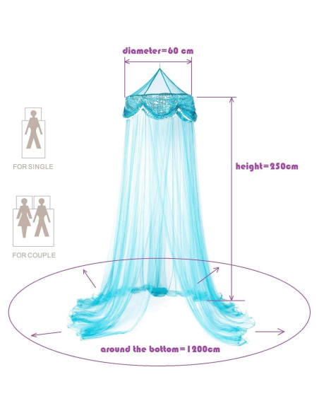 Canopy de Cama Redondo OctoRose Azul Teal con Mosquitero 60x250cm