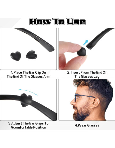 32 Sujetadores de Gafas Silicona Corazón Antideslizante