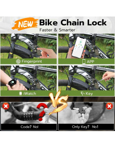 Candado de Cadena Biométrico Dhiedas 1.0m Acero 8mm 2