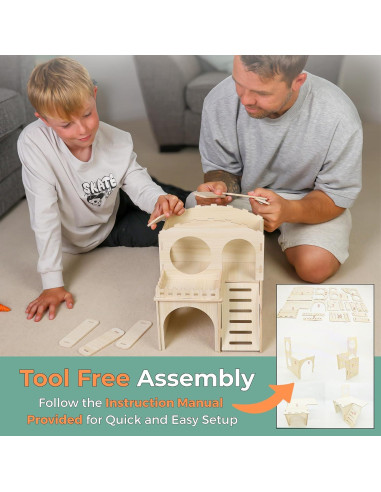 Casa para Cobayas de Madera Paulownia con Cama y Juguetes