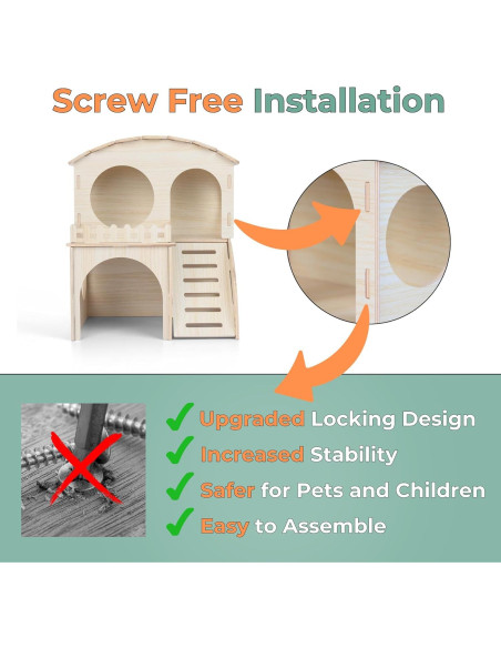 Casa para Cobayas de Madera Paulownia con Cama y Juguetes