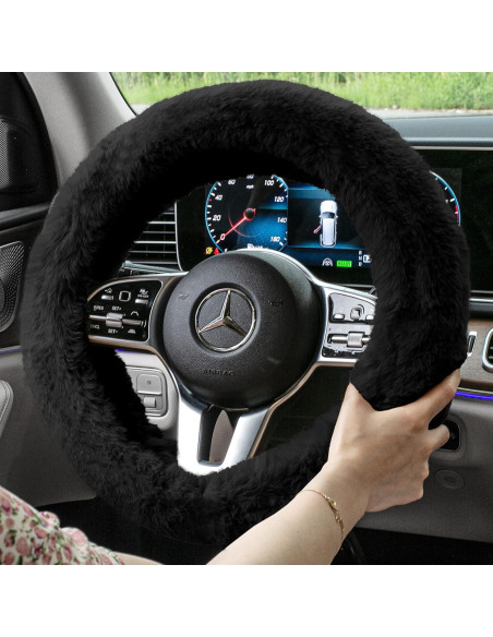 Funda de Volante FH Group de Piel Sintética Negra 37-39.5 cm