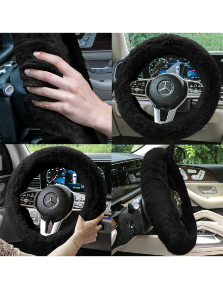 Funda de Volante FH Group de Piel Sintética Negra 37-39.5 cm