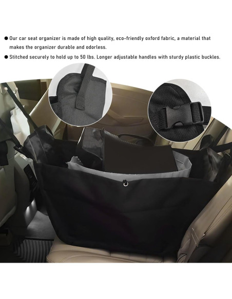 Bolsa Organizadora de Asiento de Coche Povtii - Tela Oxford Negra