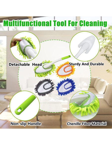 Kit de Plumeros de Microfibra HTOOLPRO - 4 Cabezas Reutilizables