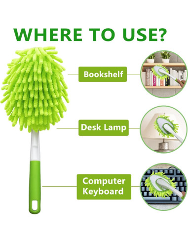 Kit de Plumeros de Microfibra HTOOLPRO - 4 Cabezas Reutilizables