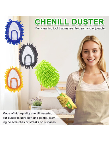 Kit de Plumeros de Microfibra HTOOLPRO - 4 Cabezas Reutilizables