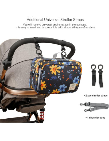 Bolsa Caddy para Pañales MOMIGO - Flor Amarilla, 29x19cm