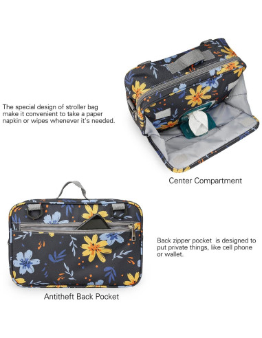 Bolsa Caddy para Pañales MOMIGO - Flor Amarilla, 29x19cm