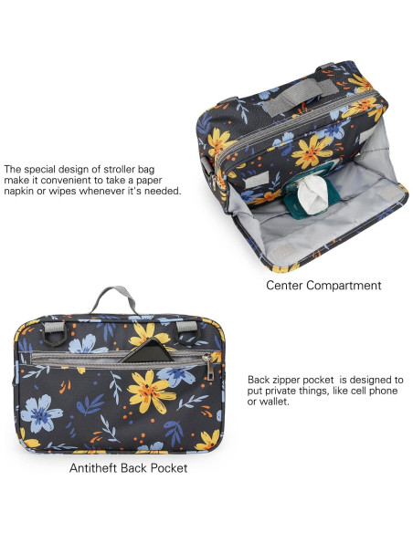 Bolsa Caddy para Pañales MOMIGO - Flor Amarilla, 29x19cm