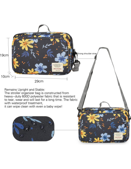 Bolsa Caddy para Pañales MOMIGO - Flor Amarilla, 29x19cm