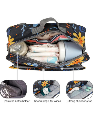 Bolsa Caddy para Pañales MOMIGO - Flor Amarilla, 29x19cm