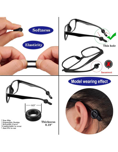 37PCS Sujetadores de Silicona para Gafas - Antideslizantes