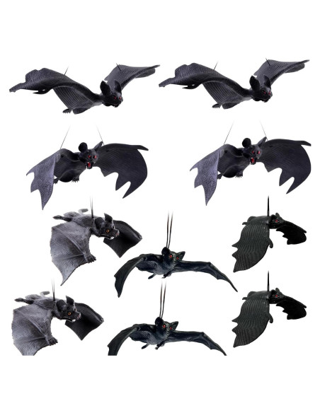 10 Piezas Murciélagos Colgantes Halloween QEYRIYI Decoración