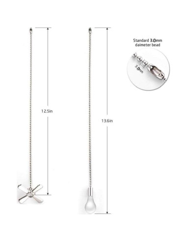 Juego de Cadenas de Tirar para Ventilador de Techo ZE-268S6- 4 Piezas