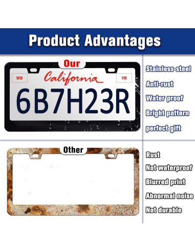 Marco de Placa de Licencia RTINRAN Montañas 30.48x15.24 cm Acero Inoxidable