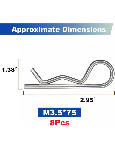 Pasadores de Cotter Jjssnower 3.5x75 mm - 8 Piezas de Acero Inoxidable