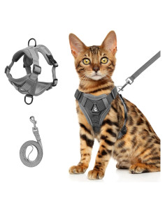 Arnés y Correa para Gatos Wanheart L Gris 5-7.48kg Ajustable