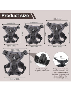 Arnés y Correa para Gatos Wanheart L Gris 5-7.48kg Ajustable 2