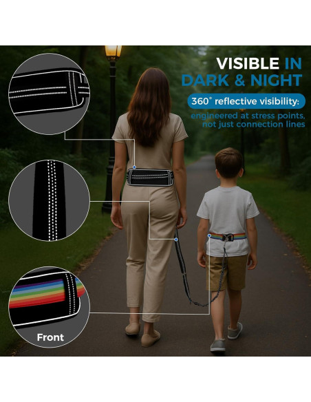 Arnés de Cintura Acolchado para Niños Arcoíris con Reflector