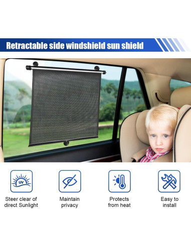 Protector Solar Retráctil DUSCOKE para Ventana de Auto 46.99x35.88cm