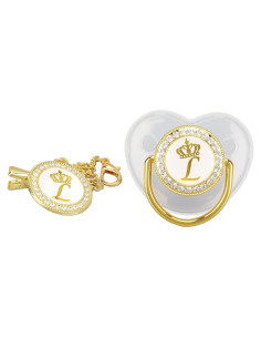 Clip de Chupete Dorado Focket para Bebé con Iniciales y Letras