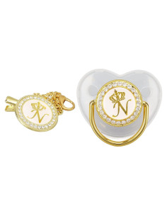 Chupete Curvado Focket para Bebé con Clip y Letras Iniciales