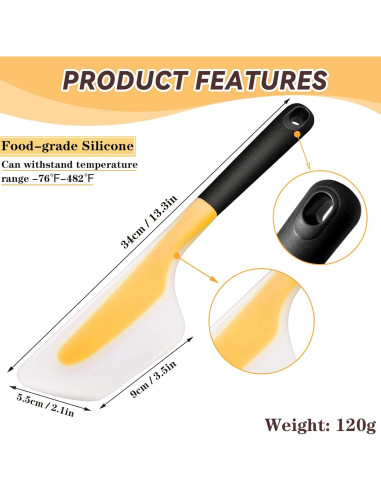 Espátula de Silicona Amarilla Bigwinyep 33x5.1cm Antiadherente