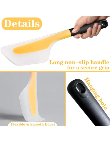 Espátula de Silicona Amarilla Bigwinyep 33x5.1cm Antiadherente