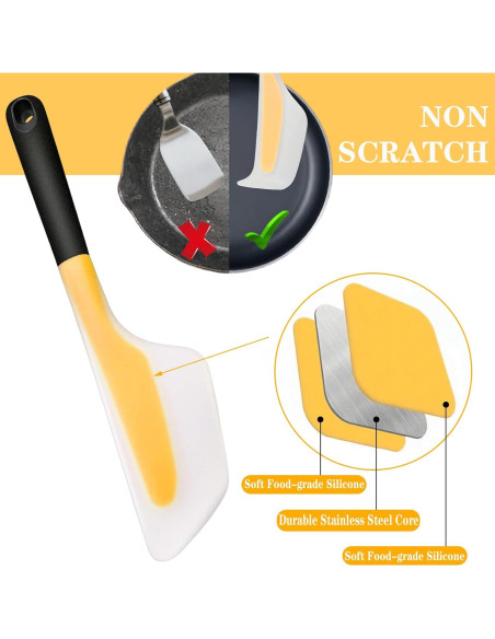 Espátula de Silicona Amarilla Bigwinyep 33x5.1cm Antiadherente