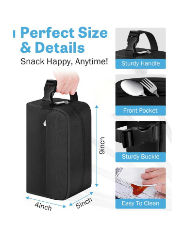 Bolsa de Almuerzo Aislada Neverwhy Pequeña 3L Negra