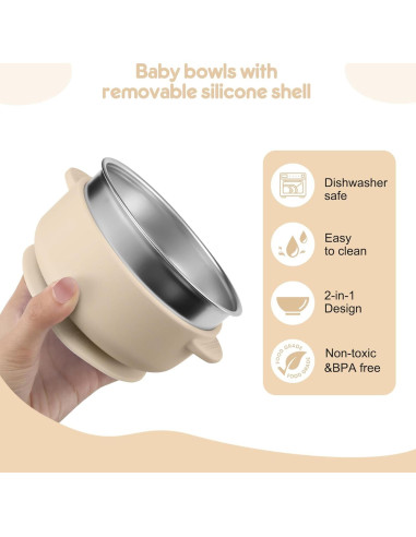 Tazones para Bebés Wesketch Acero Inoxidable 2 Piezas Antideslizante