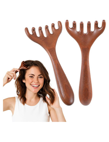 Masajeador de Cabeza Quilax 2 Piezas Madera Sándalo 14x6.7cm