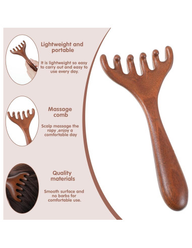 Masajeador de Cabeza Quilax 2 Piezas Madera Sándalo 14x6.7cm